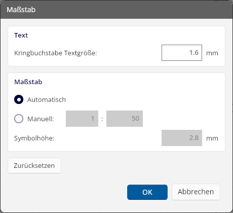 Das Maßstabsfenster