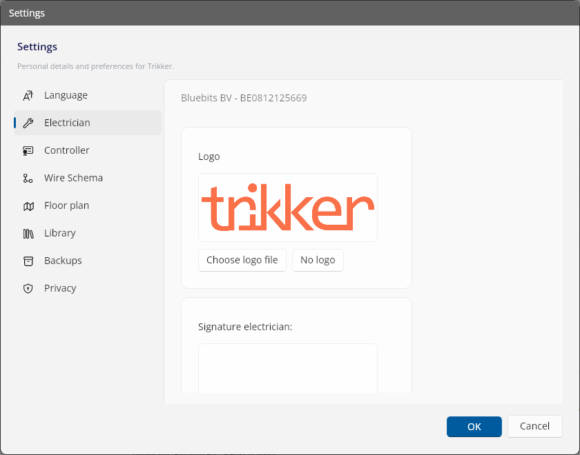 The Installer tab, with the logo that goes in the title block