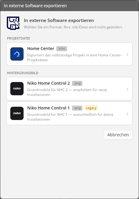 Das Exportfenster