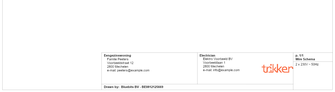 The title block with the electrician's logo